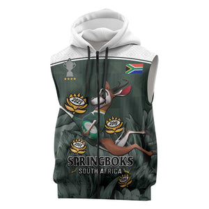 Custom South Africa Rugby Sleeveless Zip Hoodie Springboks 4th Champions World Cup Proud Bokke - African Pride