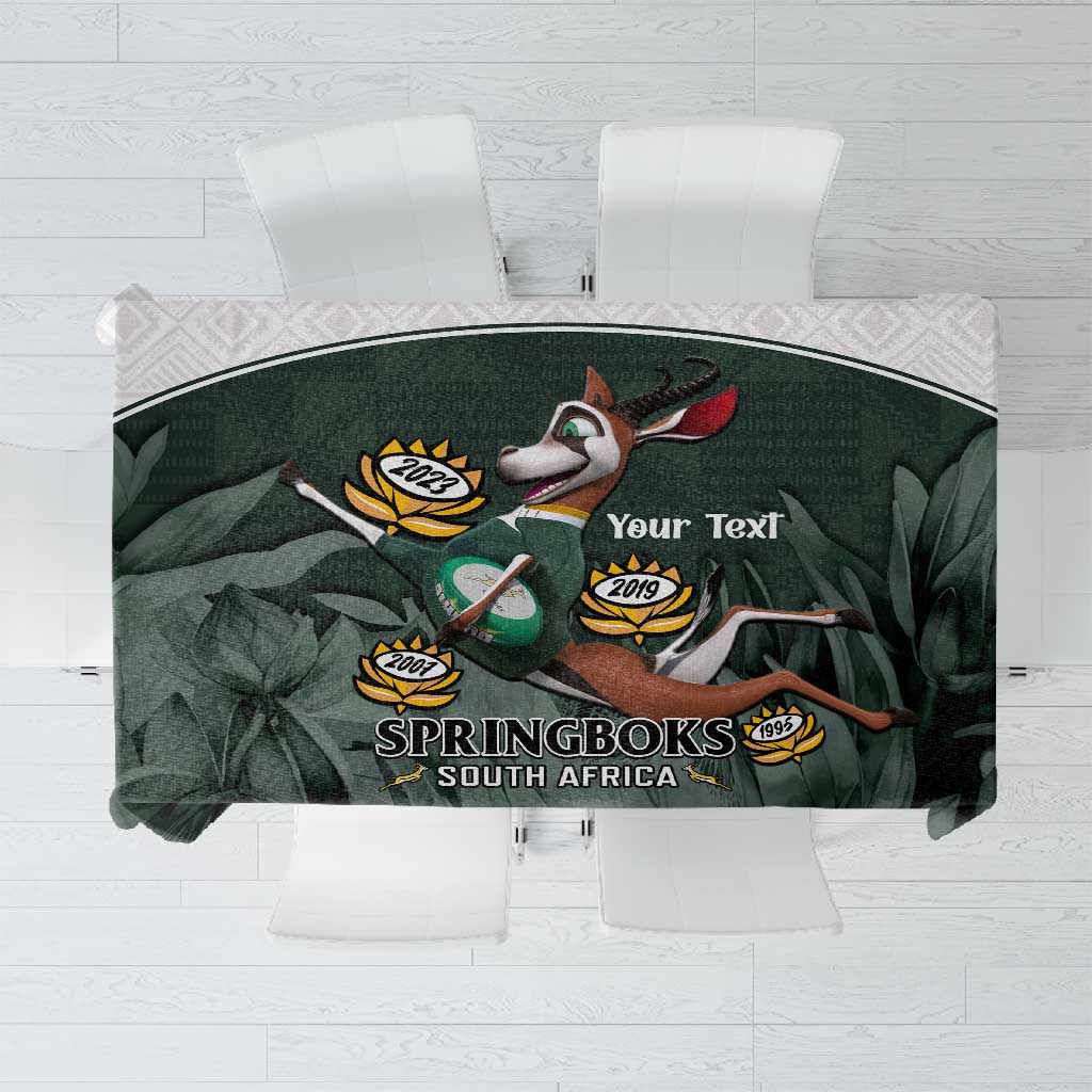 Custom South Africa Rugby Tablecloth Springboks 4th Champions World Cup Proud Bokke