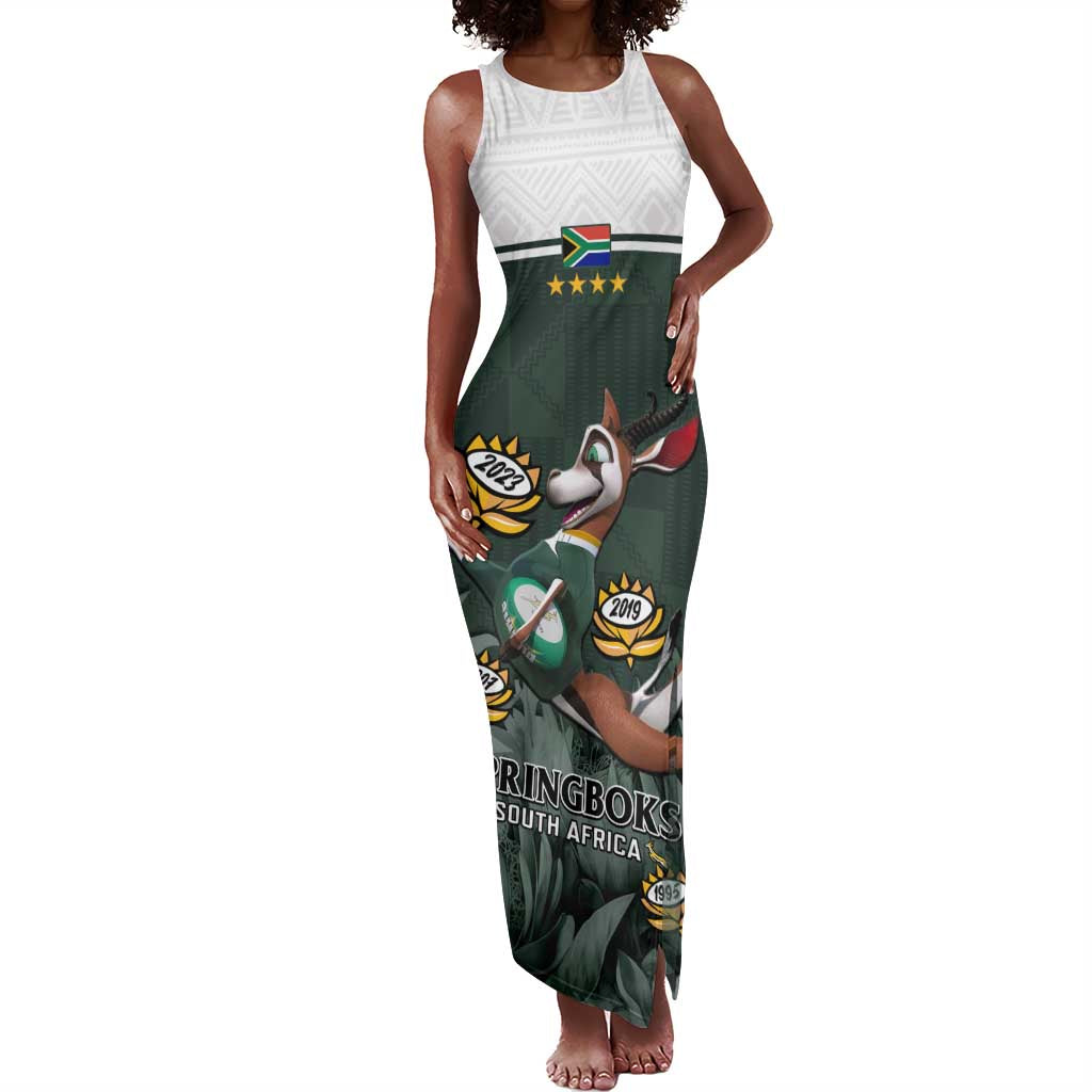 Custom South Africa Rugby Tank Maxi Dress Springboks 4th Champions World Cup Proud Bokke