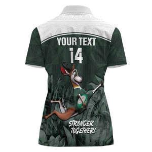 Custom South Africa Rugby Women Polo Shirt Springboks 4th Champions World Cup Proud Bokke