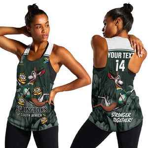 Custom South Africa Rugby Women Racerback Tank Springboks 4th Champions World Cup Proud Bokke