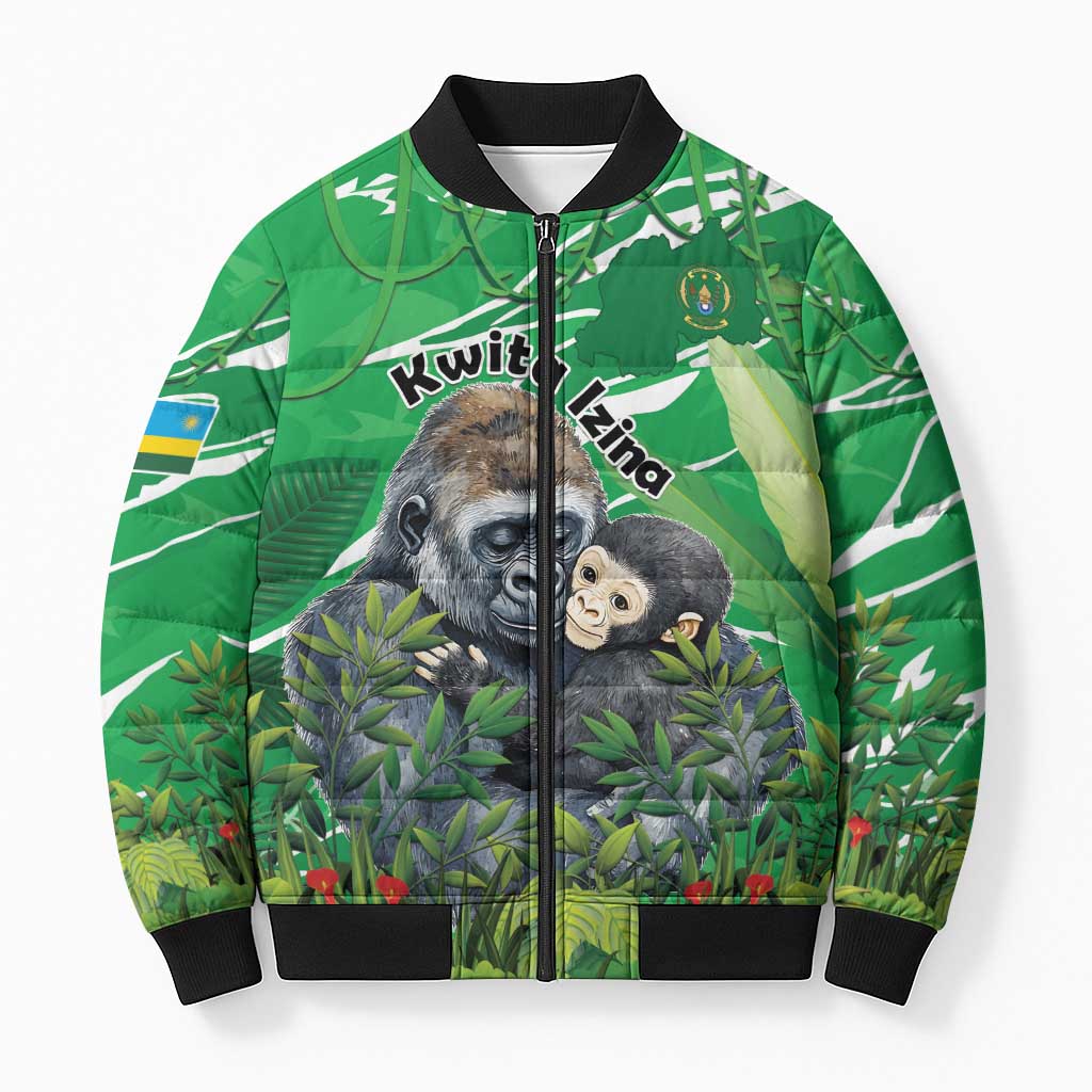 Personalized Rwanda Kwita Izina Bomber Puffer Jacket Name a Gorilla - Save a Species
