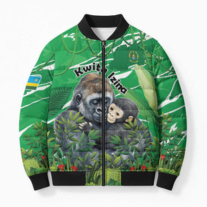 Personalized Rwanda Kwita Izina Bomber Puffer Jacket Name a Gorilla - Save a Species