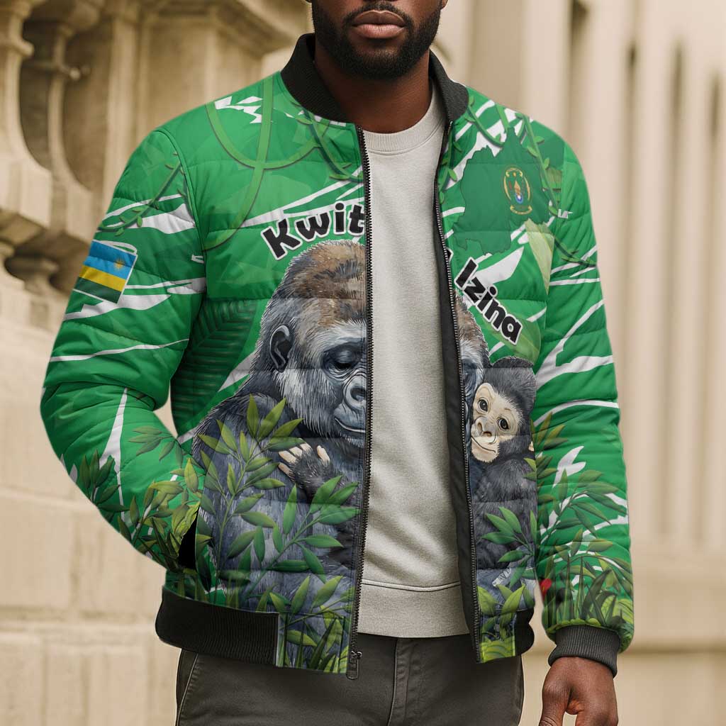 Personalized Rwanda Kwita Izina Bomber Puffer Jacket Name a Gorilla - Save a Species
