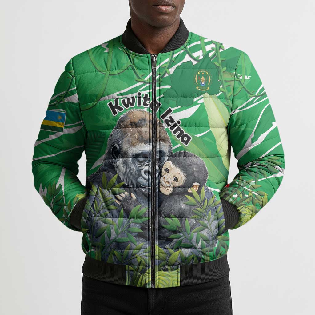 Personalized Rwanda Kwita Izina Bomber Puffer Jacket Name a Gorilla - Save a Species