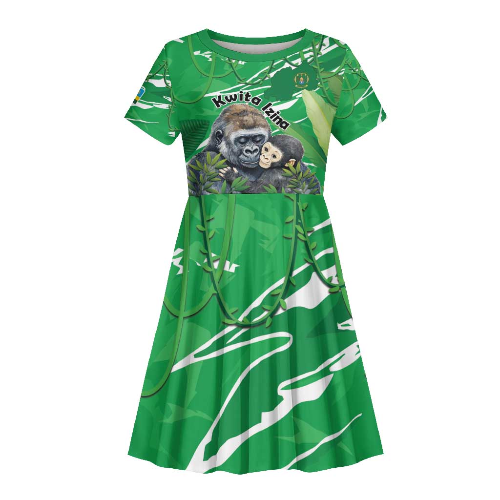 Personalized Rwanda Kwita Izina 2025 Kid Short Sleeve Dress Gorilla Naming Day - African Pride