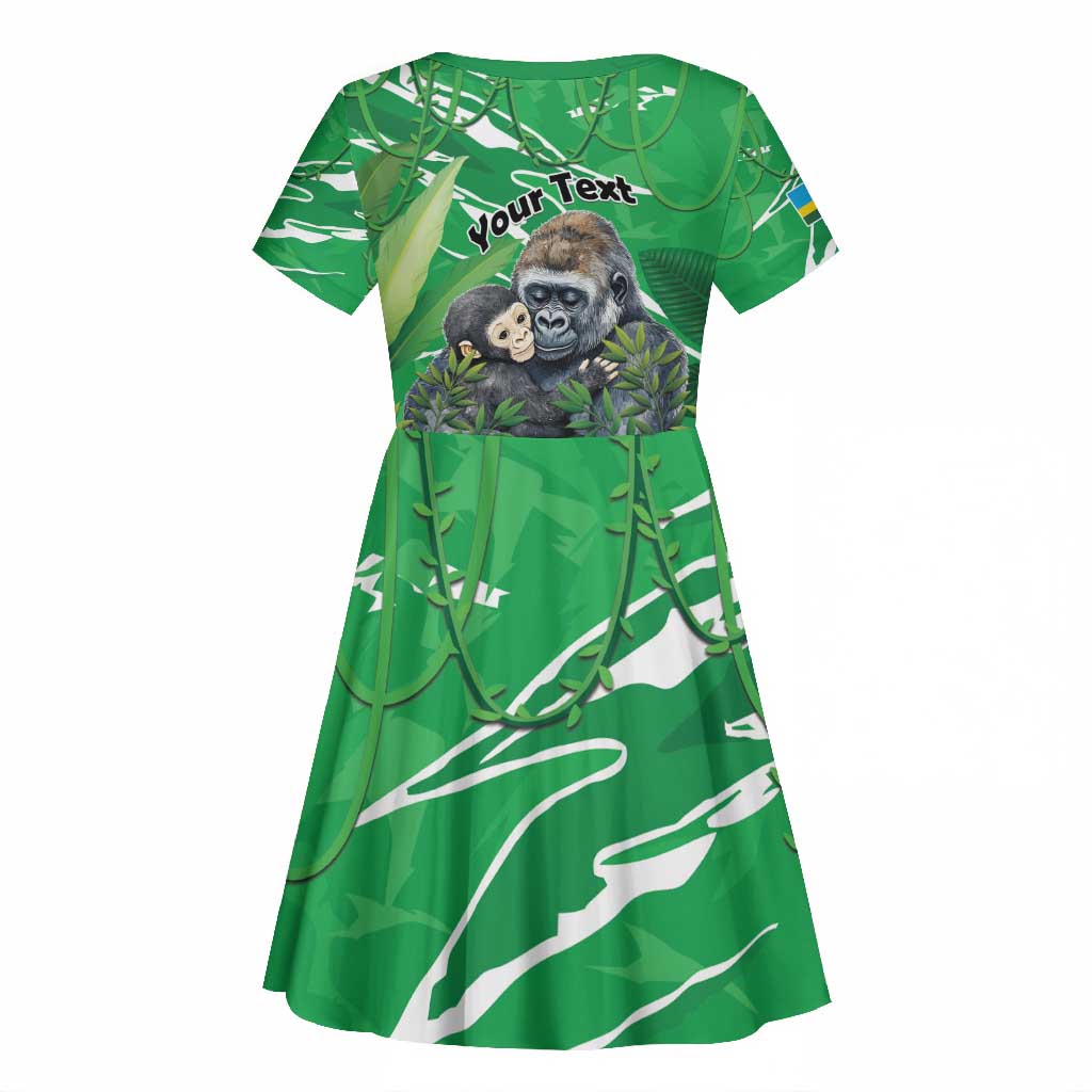 Personalized Rwanda Kwita Izina 2025 Kid Short Sleeve Dress Gorilla Naming Day - African Pride