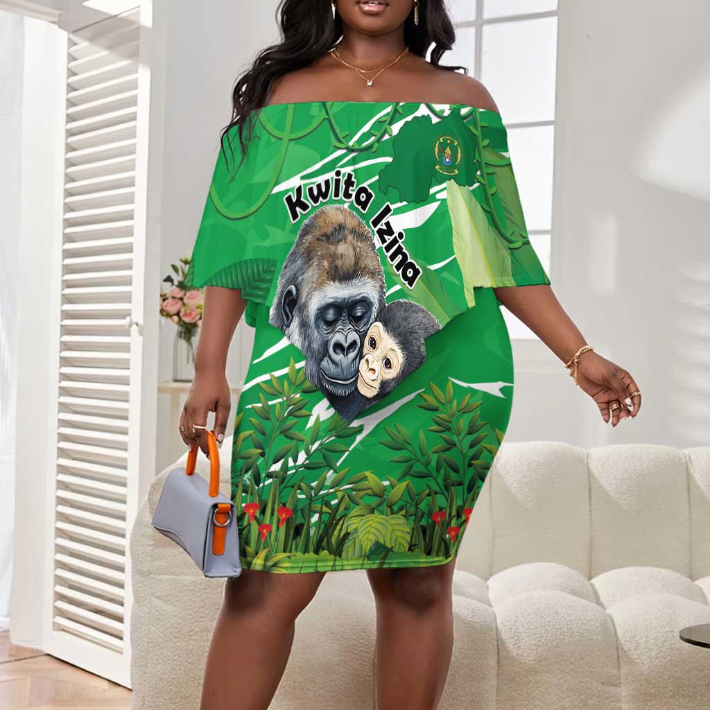 Personalized Rwanda Kwita Izina 2025 Off Shoulder Short Dress Gorilla Naming Day - African Pride
