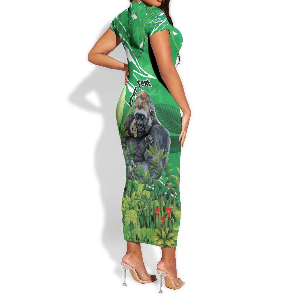 Personalized Rwanda Kwita Izina 2025 Short Sleeve Bodycon Dress Gorilla Naming Day - African Pride