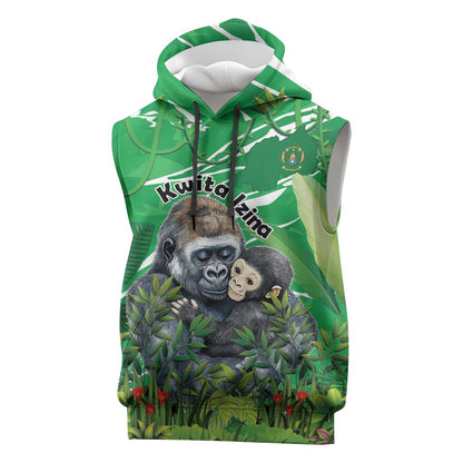 Personalized Rwanda Kwita Izina 2025 Sleeveless Hoodie Gorilla Naming Day - African Pride