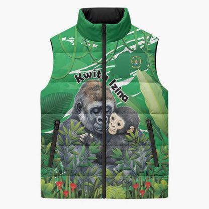 Personalized Rwanda Kwita Izina Sleeveless Puffer Jacket Name a Gorilla - Save a Species