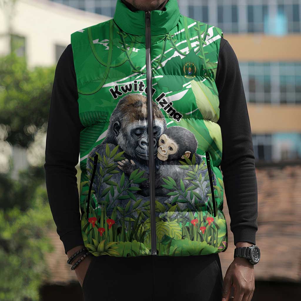 Personalized Rwanda Kwita Izina Sleeveless Puffer Jacket Name a Gorilla - Save a Species