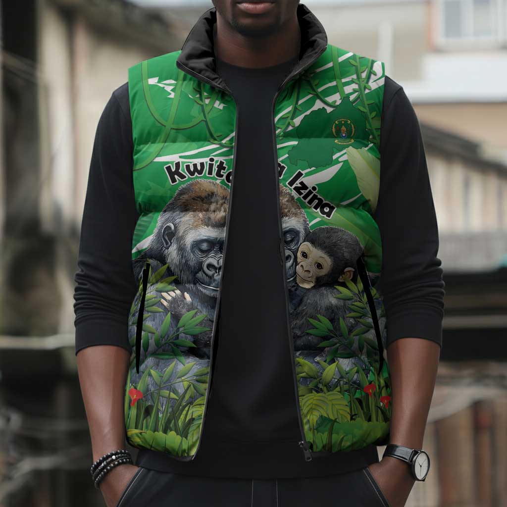Personalized Rwanda Kwita Izina Sleeveless Puffer Jacket Name a Gorilla - Save a Species