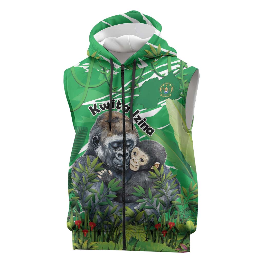 Personalized Rwanda Kwita Izina 2025 Sleeveless Zip Hoodie Gorilla Naming Day - African Pride
