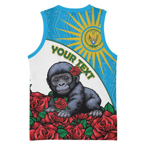 Personalized Rwandas Gorilla Naming Basketball Jersey Baby Gorilla Coat Of Arms With Red Rose LT15