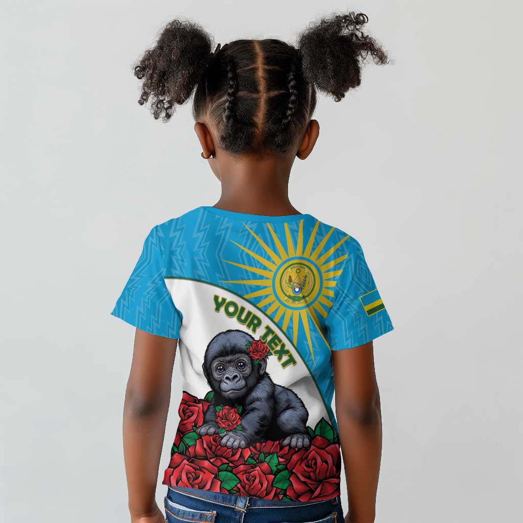 Personalized Rwanda’s Gorilla Naming Kid T shirt Baby Gorilla Coat Of Arms With Red Rose - African Pride