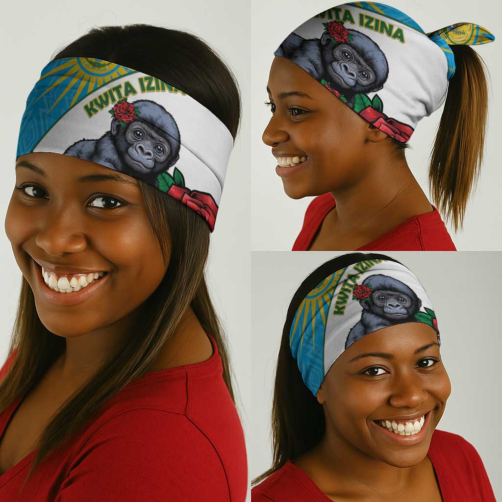 Rwanda’s Gorilla Naming Neck Gaiter Baby Gorilla Coat Of Arms Red Rose LT15