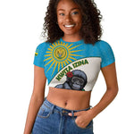 Personalized Rwanda’s Gorilla Naming Raglan Cropped T shirt Baby Gorilla Coat Of Arms With Red Rose - African Pride