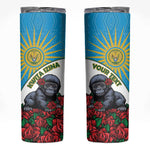 Personalized Rwanda’s Gorilla Naming Skinny Tumbler Baby Gorilla Coat Of Arms With Red Rose - African Pride