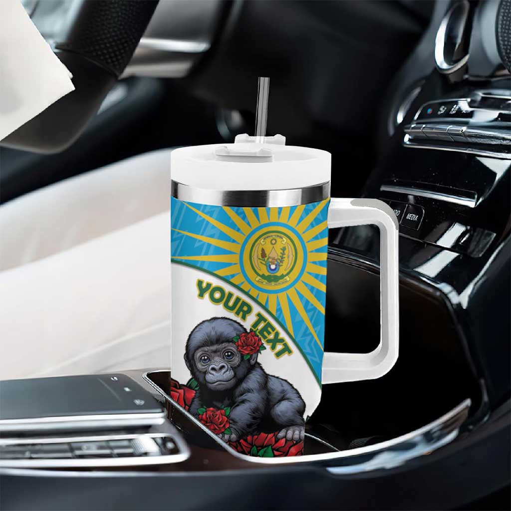 Personalized Rwanda’s Gorilla Naming Tumbler With Handle Baby Gorilla Coat Of Arms With Red Rose - African Pride