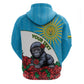 Personalized Rwanda’s Gorilla Naming Zip Hoodie Baby Gorilla Coat Of Arms With Red Rose - African Pride