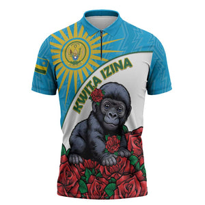 Personalized Rwanda Baby Gorilla Zipper Polo Shirt Kwita Izina 2025