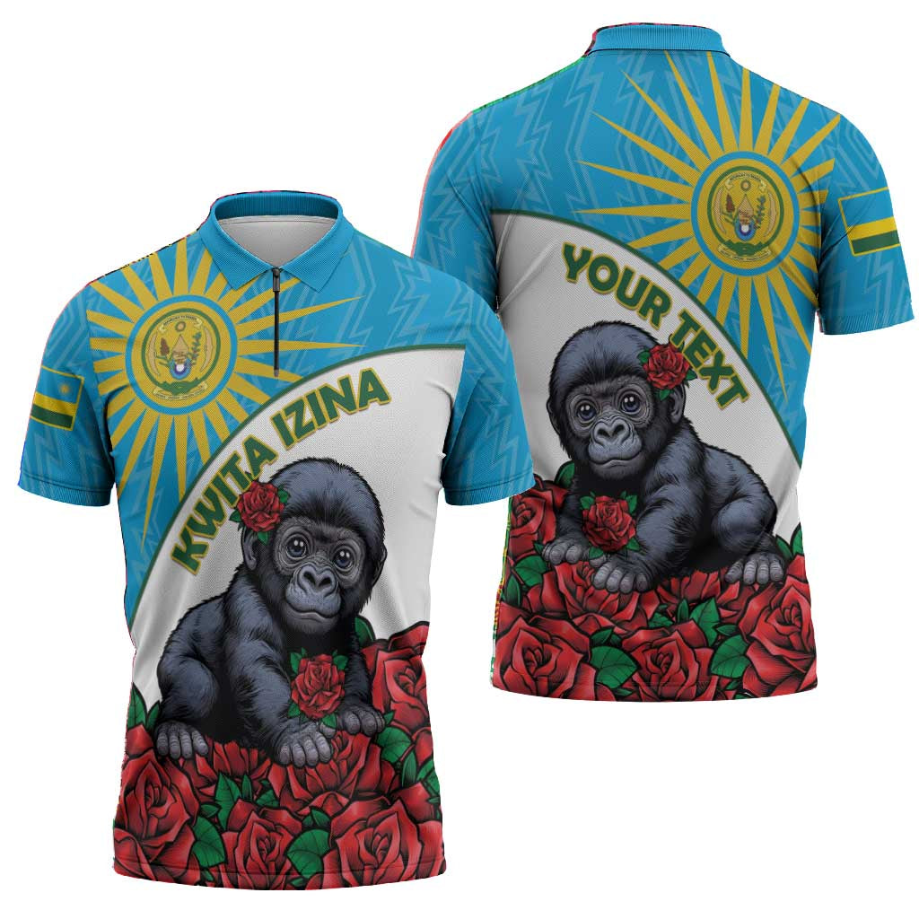Personalized Rwanda Baby Gorilla Zipper Polo Shirt Kwita Izina 2025