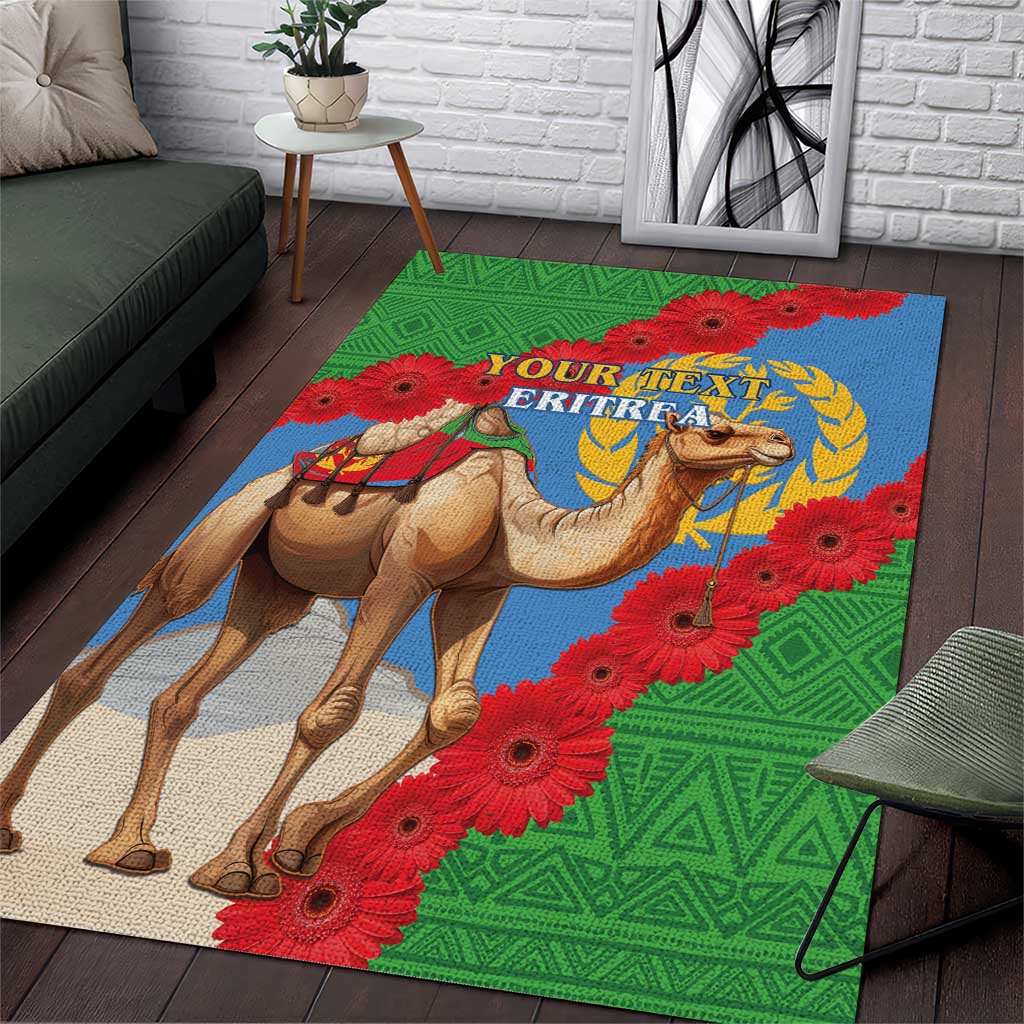 Personalised Eritrea Arabian Camel Area Rug Gerbera Flower - Flag Color