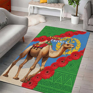 Personalised Eritrea Arabian Camel Area Rug Gerbera Flower - Flag Color