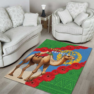 Personalised Eritrea Arabian Camel Area Rug Gerbera Flower - Flag Color