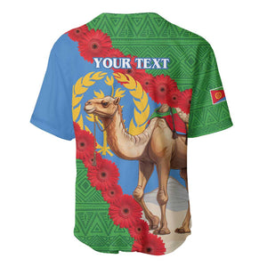 Personalised Eritrea Arabian Camel Baseball Jersey Gerbera Flower - Flag Color
