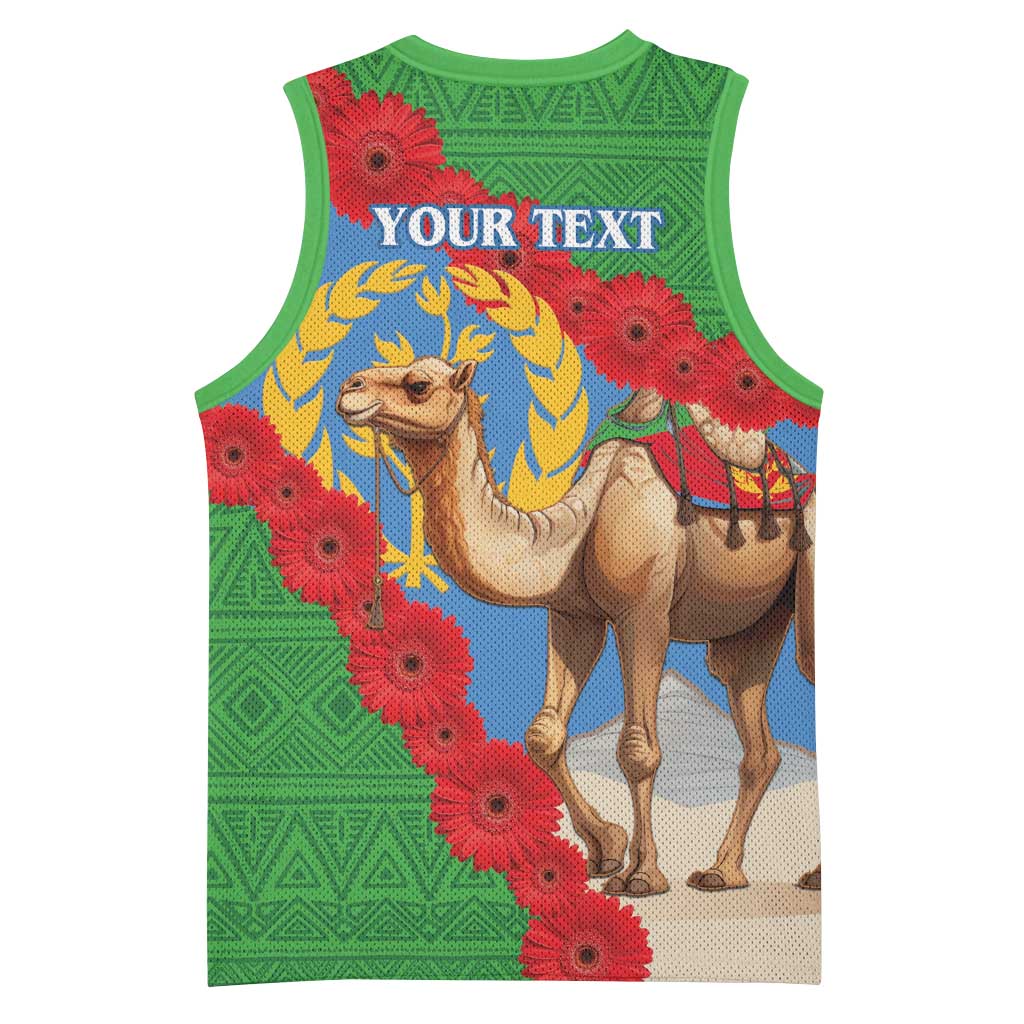 Personalised Eritrea Arabian Camel Basketball Jersey Gerbera Flower - Flag Color LT15