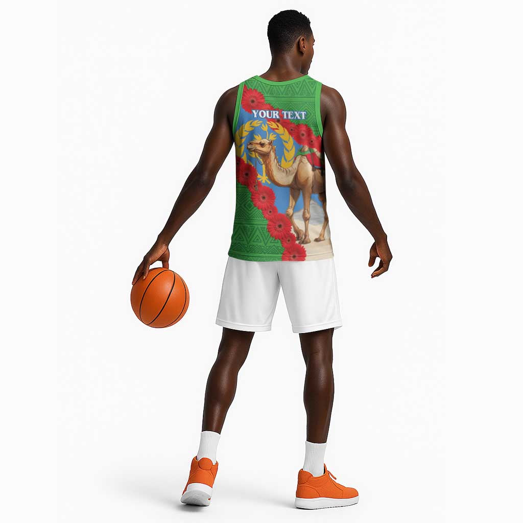 Personalised Eritrea Arabian Camel Basketball Jersey Gerbera Flower - Flag Color LT15
