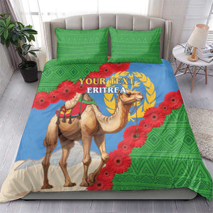 Personalised Eritrea Arabian Camel Bedding Set Gerbera Flower - Flag Color