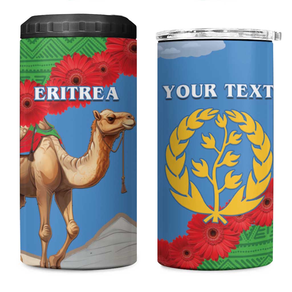 Personalised Eritrea Arabian Camel 4 in 1 Can Cooler Tumbler Gerbera Flower - Flag Color