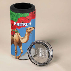 Personalised Eritrea Arabian Camel 4 in 1 Can Cooler Tumbler Gerbera Flower - Flag Color