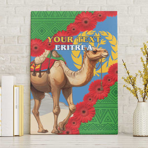 Personalised Eritrea Arabian Camel Canvas Wall Art Gerbera Flower - Flag Color