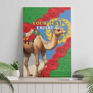 Personalised Eritrea Arabian Camel Canvas Wall Art Gerbera Flower - Flag Color