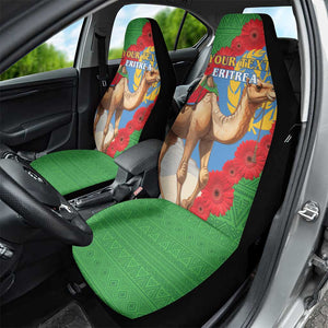 Personalised Eritrea Arabian Camel Car Seat Cover Gerbera Flower - Flag Color