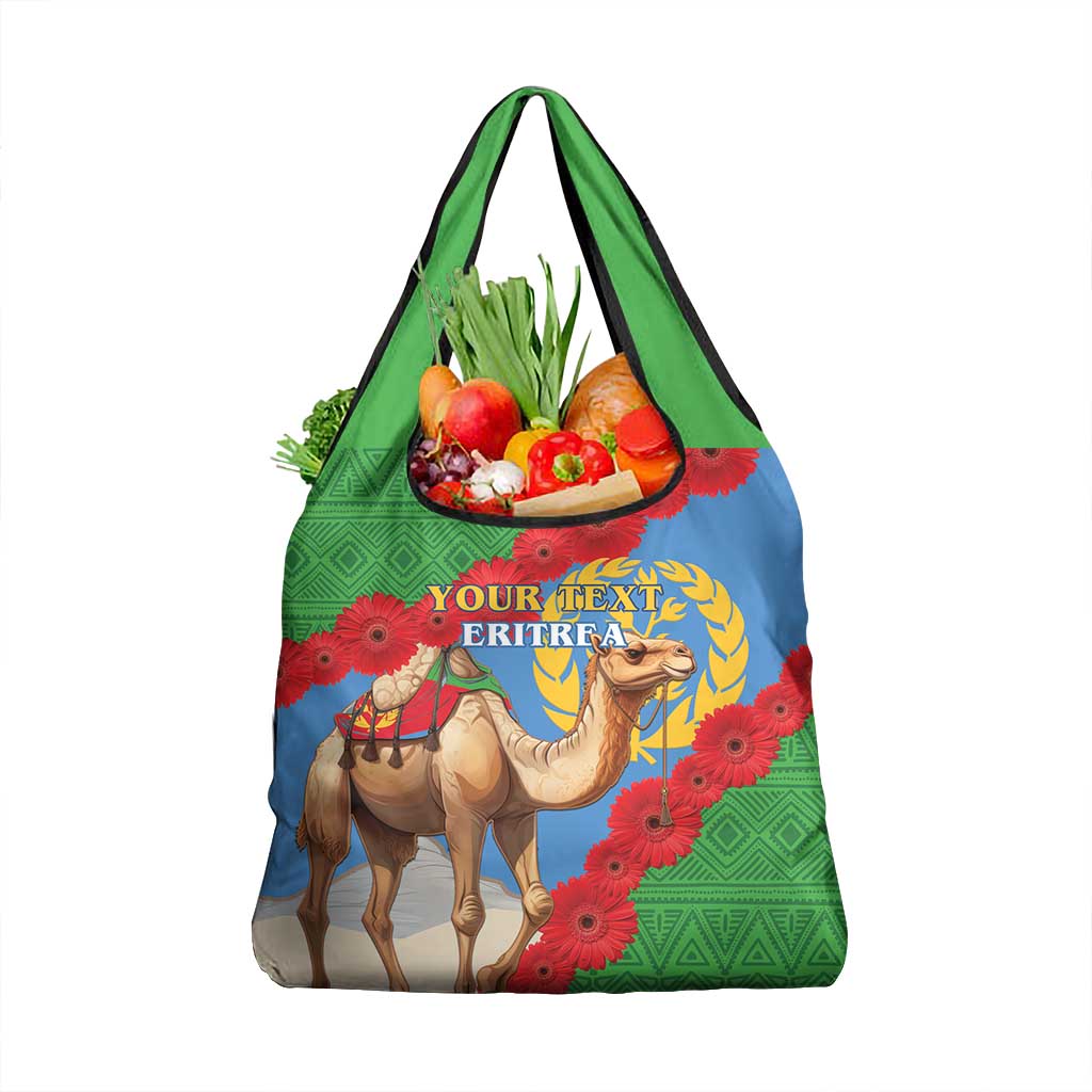 Personalised Eritrea Arabian Camel Grocery Bag Gerbera Flower - Flag Color