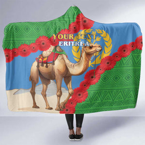 Personalised Eritrea Arabian Camel Hooded Blanket Gerbera Flower - Flag Color