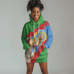 Personalised Eritrea Arabian Camel Hoodie Dress Gerbera Flower - Flag Color