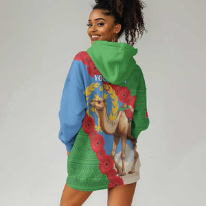 Personalised Eritrea Arabian Camel Hoodie Dress Gerbera Flower - Flag Color