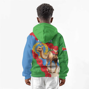 Personalised Eritrea Arabian Camel Kid Hoodie Gerbera Flower - Flag Color