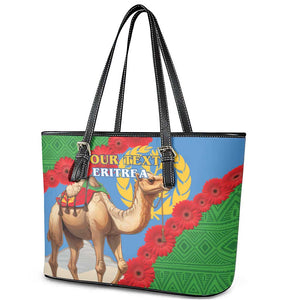 Personalised Eritrea Arabian Camel Leather Tote Bag Gerbera Flower - Flag Color