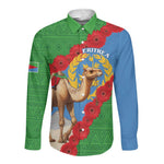 Personalised Eritrea Arabian Camel Long Sleeve Button Shirt Gerbera Flower - Flag Color