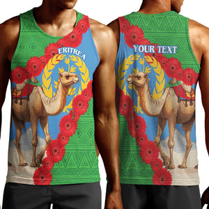 Personalised Eritrea Arabian Camel Men Tank Top Gerbera Flower - Flag Color