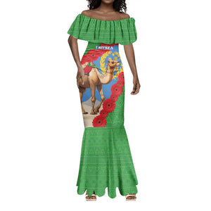 Personalised Eritrea Arabian Camel Mermaid Dress Gerbera Flower - Flag Color