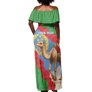 Personalised Eritrea Arabian Camel Off Shoulder Maxi Dress Gerbera Flower - Flag Color