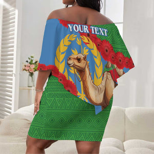 Personalised Eritrea Arabian Camel Off Shoulder Short Dress Gerbera Flower - Flag Color